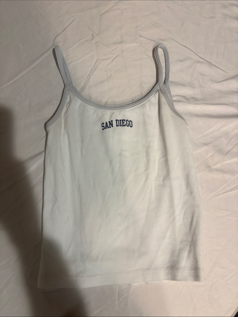 Brandy Melville San Diego White Women's Tank Top with Contrast Trim